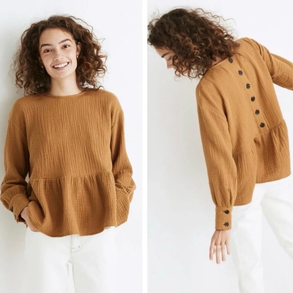 Women's Brown Button-Back Top